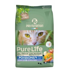 Pure Life STERILIZED 8+ with Fish 2 кг - Пълноценна храна за кастрирани пораснали котки на възраст над 8 години, с риба.